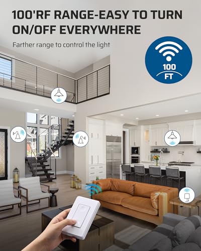 DEWENWILS Wireless Remote Control Light Socket Kit - 2 Remote + 4 Sockets