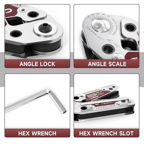 YESWELDER Adjustable Angle Welding Magnet 20-200¡Æ Magnetic Welding Holder of 48LBs Holding Power Welding Accessory