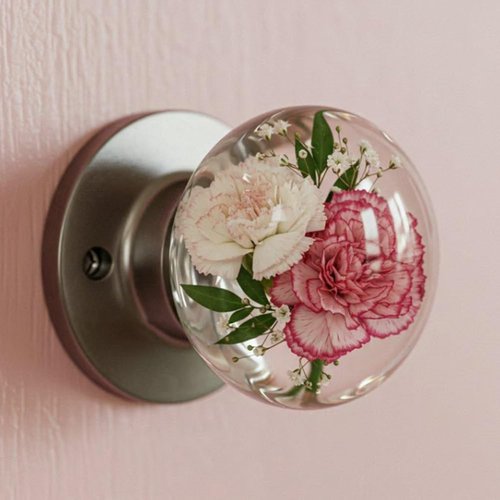 Unique Decorative Door Handle, Animal Crystal Door Handle, Retro Round Resin Epoxy Flower Knob, Floral Designs, Artistic Unique Knob for Modern/Classic Bedrooms, Nature-Themed Home Decor(Daisy)