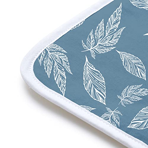 Encasa XO Big Leaves Blue Small 28x20 Ironing Mat - Heat-Resistant Table Top Pad