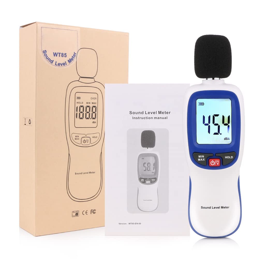 Decibel Meter, Portable SPL Meter (Sound Pressure Level Meter), Digital Noise Meter, Range 30-130dB(A) db Meter, Noise Volume Measuring Instrument, Sound Monitoring Tester (Battery Included) Yellow
