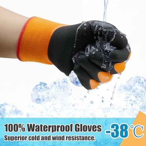 Winter Waterproof Gloves for Men and Women, Work Gloves for Cold Weather, Thermal Insulated Freezer Gloves
