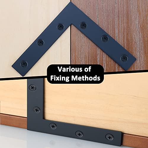 SAYAYO 6-Pack Black Stainless Steel L Brackets 150x150mm Flat Mending Plates for Furniture