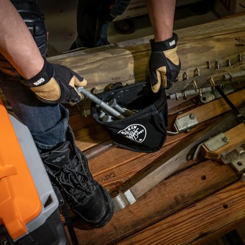 Klein Tools 51A Tool Pouch, Utility Pouch for Carrying Nuts and Bolts, with Interior Pocket, No. 10 Canvas, 9 x 3.5 x 10-Inch