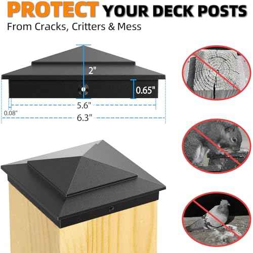 6" x 6" Aluminum Pyramid Post Caps Fits Actual 5.5" x 5.5" Wood/Cedar Posts, 8-Pack Unbreakable Fence Post Caps Cover for Outdoor Fences, Decks, and Mailbox Posts