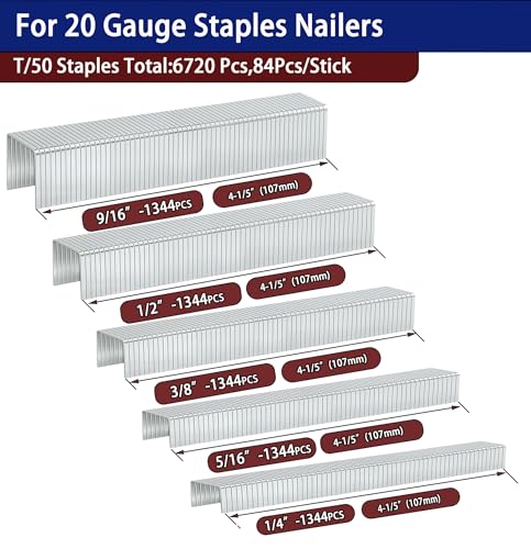 HW HAMWOO T50 Staples 1/4"-9/16" Variety Pack 6720pcs Galvanized 20 Gauge
