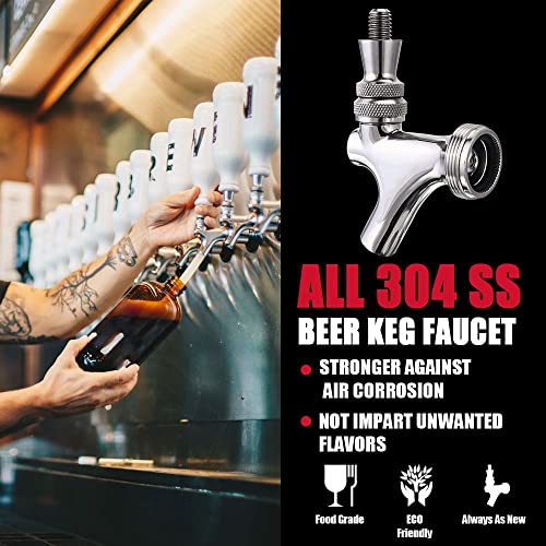 MRbrew Upgraded Draft Keg Tap - 304 Stainless Pro Faucet, Pack of 2, Fits American Beer Shanks & Towers
