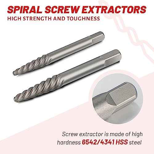 7 Pcs Spiral Screw Extractor Set, Stripped Screw Extractor Set for Removing Stripped Screws and Broken Bolts, Easy Out Bolt Extractor Set 35# Cr-Mo Broken Screw Extractor Kit