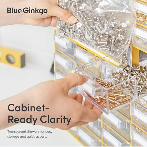 Blue Ginkgo 20-Drawer Storage Cabinet Organizer Grey - Korean Made, Stackable, Adjustable Dividers