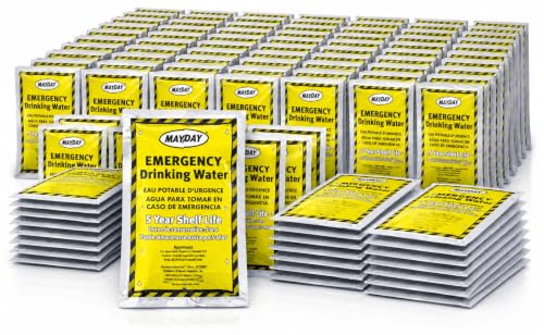 Mayday Emergency Drinking Water Pack 4.2 Fl Oz x 100 Pouches, 5-Year Shelf Life