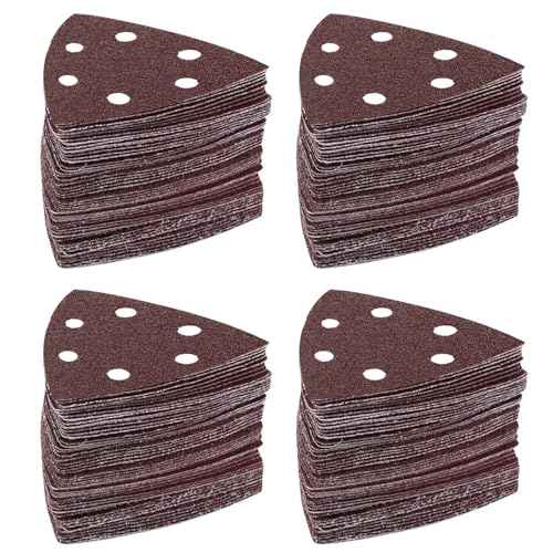 LEILUO 120 Pcs 90MM Oscillating Multi Tool Sandpaper Accessories Fits 3-1/2 Inch Pads Compatible with DeWalt Bosch Milwaukee and More