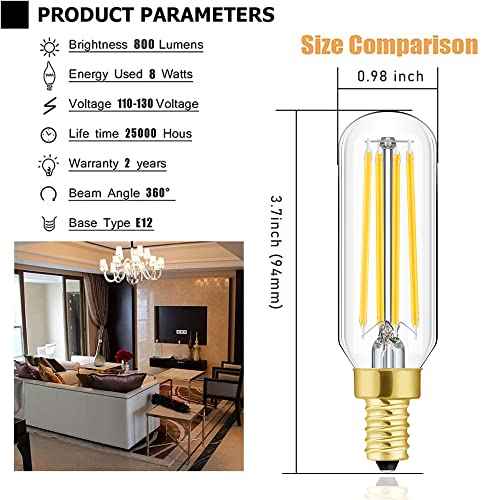 Leools Dimmable E12 LED Bulb 8W Equal 100 watt led Light Bulb Warm White 2700K T6 T25 E12 Candelabra Bulb 100 watt for Chandeliers,Ceiling Fan,Pendant,Wall sconces AC120V 800LM e12 Bulb 12Pack