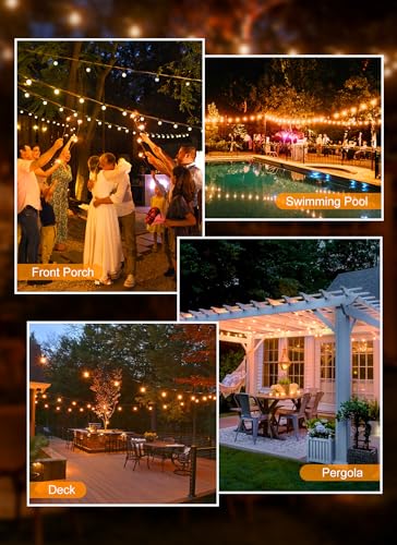 Brightown Black 55FT Connectable Outdoor String Lights with 25 Bulbs - IP65 Waterproof Patio Lighting