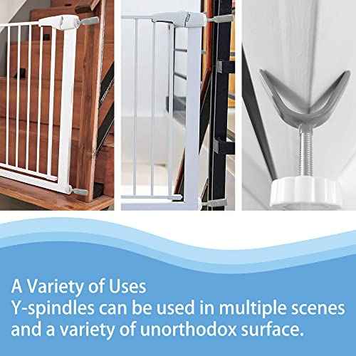 Baby Gate Banister Adapter Y-Spindle Rods - M8(8mm) for Pressure Mounted Baby and Pet Safety Stair Gates with Extra Long Wall Mounting Screws Rod & Bolts (Y-Grey-2 Pack)
