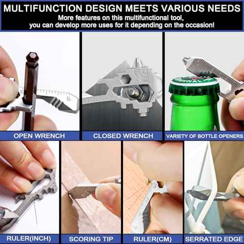 Herda Keychain Multitool ? EDC Tool with 17+ Functions Gifts| Small Bottle Opener keychain with Screwdriver, Wrench, and Box Cutter for Travel, Outdoor, and Everyday Use ? TSA Safe