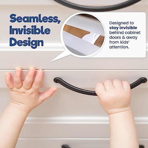 Invisible Baby Proofing Cabinet Lock Latches 10 Pack - No Drilling, Secure & Damage-Free Installation