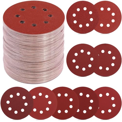 YNZDRWA 70 pcs 5 Inch 8-Hole Sanding Discs Set with 9 Grits - Long-lasting Orbital Sander Pads