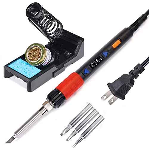 YIHUA 928D-III Soldering Iron,110W High Power, Fully Digital Display ¡ÆF /¡ÆC- Temperature Control Soldering Tool, Accurate 194~896¡ÆF, with ON/OFF Switch, Iron Tip, Brass Wool, Automatic Sleep Mode