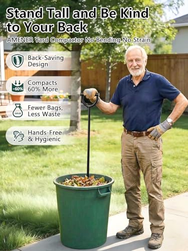 Manual Trash Compactor for Kitchen, All-Metal 19.68" x 5.43" Space Saver