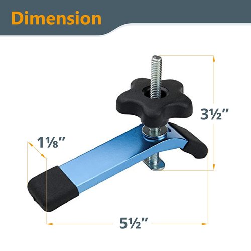 POWERTEC 71168 T-Track Hold Down Clamp for Woodworking, 5-1/2” L x 1-1/8” W, 2 Pack, Blue Black