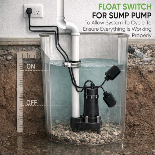 PumpSpy 10ft Piggyback Tether Float Switch for Sump & Sewage Pumps