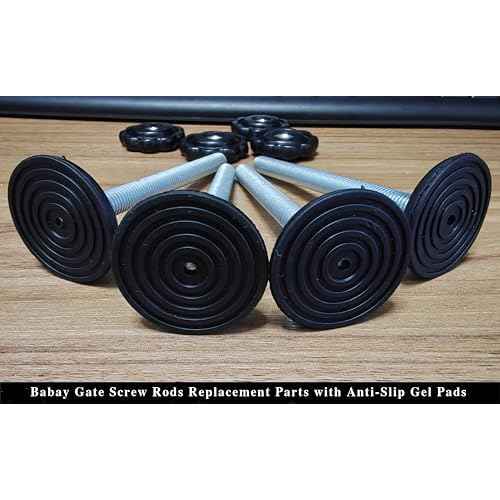 4 Pack Baby Gate Replacement Parts Threaded Spindle Rod 8MM(M8), Screw Bolts Hardware Kit for Pet & Dog Pressure Mounted Safety Door & Stair Gates (a Black)