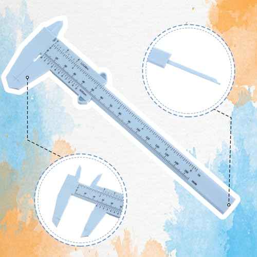 3 Pcs Plastic Vernier Caliper 6 Inch/150mm Dual Scale Measuring Tool Inch & Metric for Office House Workspace White Blue Pink