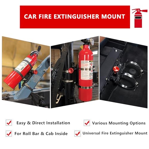 ZHILXN Black Aluminum Quick Release Fire Extinguisher Mount for UTV & Jeep Roll Bar