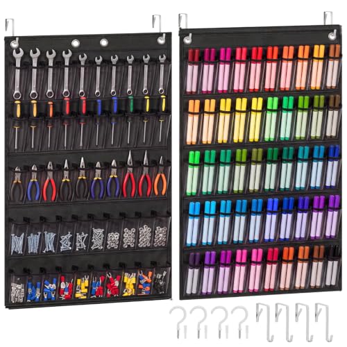 Ofiray-Home 100-Pocket Over-the-Door Parts Organizer - Black, Large