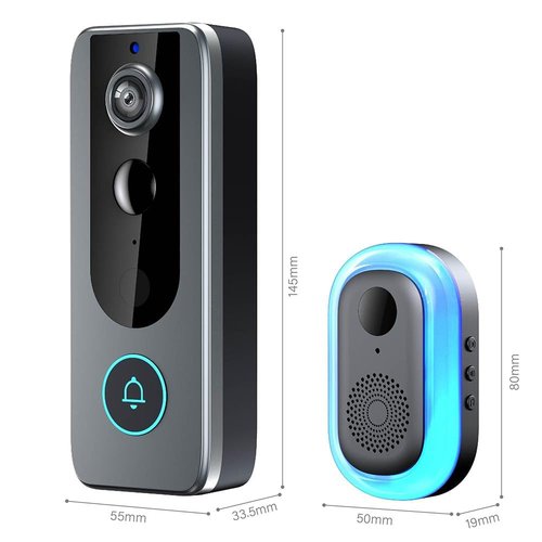 GuardianBell Pro – Smart WiFi Doorbell & Security Cam in One,Doorbell Camera Wireless,Live View and Two-Way Audio,Auto Snapshots and Local Recordings (Black)