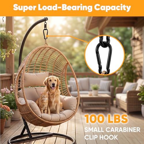 Black M4 Carabiner Clips 10 Pack Heavy Duty Spring Snap Hooks for Keys, Leashes, Gear