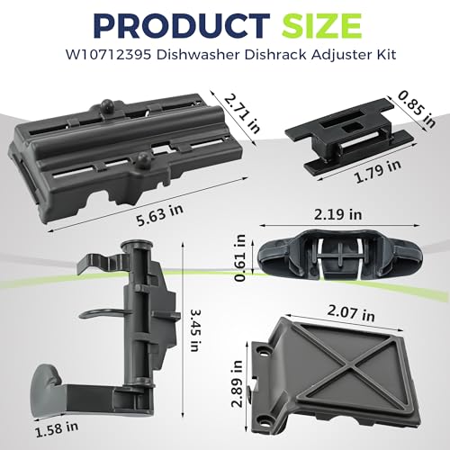 Romalon W10712395 Upper Rack Adjuster Kit for Whirlpool/Kenmore Dishwashers