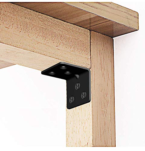 Aufuga Black Stainless Steel Shelf Brackets 1.5x1.2x1.2 Inches Pack of 16 Heavy Duty Corner Supports