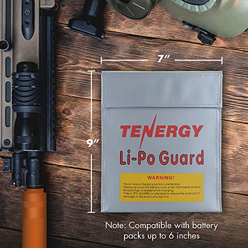 Tenergy 2 Pack Fire Retardant Lipo Battery Bags 7x9 Inches – Medium Size for Charging & Storage