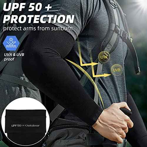 BHYTAKI UV Sun Protection Arm Sleeves, UPF 50 Sports Cooling Arm Compression Sleeves for Men Women Teenager