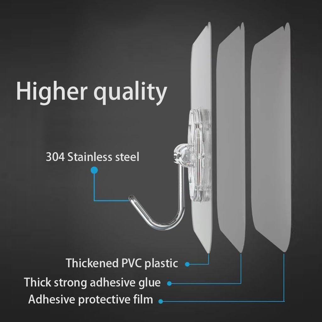 PapaPick Adhesive Wall Hook, Set Heavy-Duty Thickened self-Adhesive Hook，16Pcs，33lb max Loading，Transparent, Waterproof, Bathroom, Outdoor, Kitchen, Doors, Practical Tools.