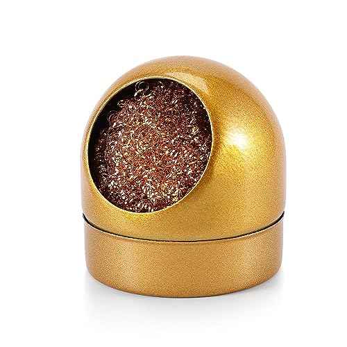 Flexzion Solder Cleaner with Brass Wool Soldering Wire Sponge and Gold, Dome-shaped, Non-Slip Solder Sponge Tray Housing, Soldering Iron Tip Cleaner, No Water Needed