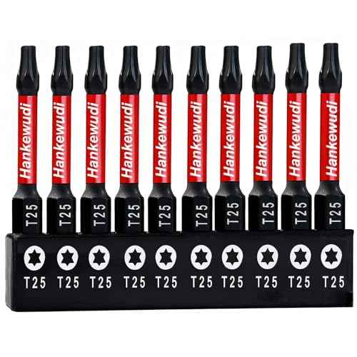 10 Piece T25 Torx Bit Set For Impact Driver,2 Inch #25 Torque Star Screwdriver Bit Set, CNC Machining S2 Steel Torx Head Power Bits,With Rugged Storage Box