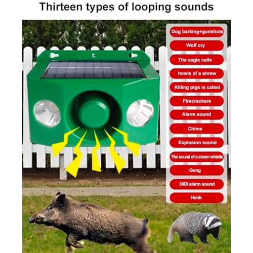 Beast Repellent Solar Warning Lights with Loud Volume, SolarWarningLights 5 Modes with Loud Volume, Solar Lights Outdoor with Alarm for Orchard Farm Barn Yard