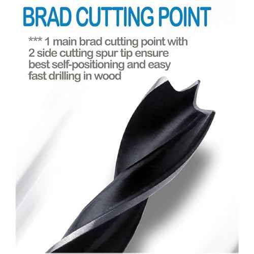 Brad Point Woodworking Drill Bit 1/8 in.Spur Point Drill Hardwood Softwood-10Pcs
