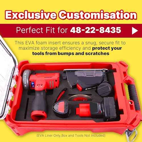 EVA Liner Organizer Compatible with Milwaukee Packout Tool Box 48-22-8435, Precision-Cut Foam Insert Fit for M12 Fuel 3" Cut-Off Tool 2522-20 and Accessories, Black