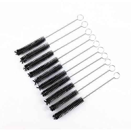 yueton?Pack of 10 Black Nylon Tube Pipe Nozzle Brush Dia 10mm with Wire Loop Handle