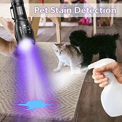 UV Flashlight, Portable Blacklight Flashlight, LED Torch with White and Ultraviolet Light Combo, Black Light Pet Urine Detector for Dog Cat Pee, ID Check, AC Leak, Bed Bug, Rocks, Resin