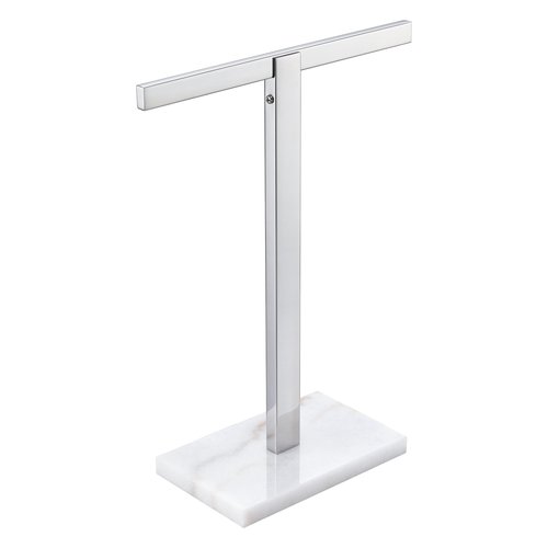 KOKOSIRI Hand Towel Rack Stand Towel Bar with Marble Base for Bathroom Kitchen Vanity Countertop, Polished Stainless Steel 15.7'' Height THS0002-SM-CH