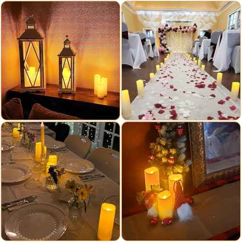 Enido 12 Pc Flameless LED Candles with Remote & Timer, Outdoor Waterproof, Flickering Electric Warm Lights for Cozy Home & Holiday Romantic Decor, Battery Operated for Party(D 2.2¡± x H 4¡±/5¡±/6¡±