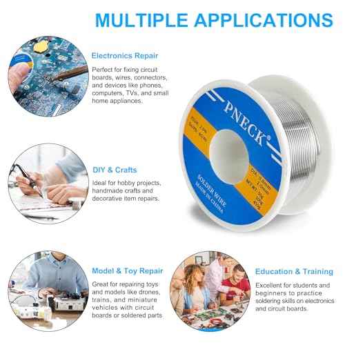 60/40 Tin Lead Rosin Core Solder Wire for Electrical Soldering, 0.032" 1.76 oz (0.8 mm 50 g)