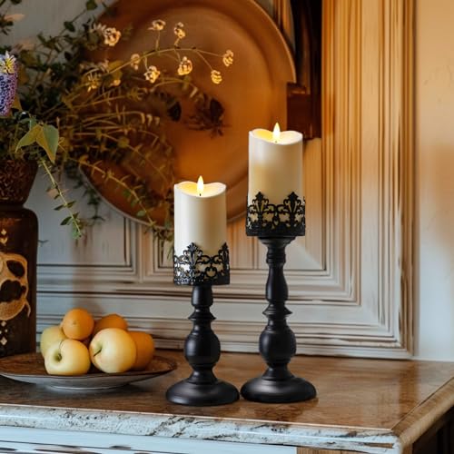 Homemory 6"x3" Outdoor Waterproof Flameless Candles, LED Candles, Battery Operated Candles with Remote and Timers, Electric Fake Plastic Pillar Candles, Ivory White, Set of 2
