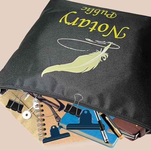 Notary Bag with Lock, 13x10''Waterproof Notary Supply Bag with 2 keys, Portable Security Storage Bag for Notary Journal, Stamp, Embosser, Ink Pad and Valuables(Pink)