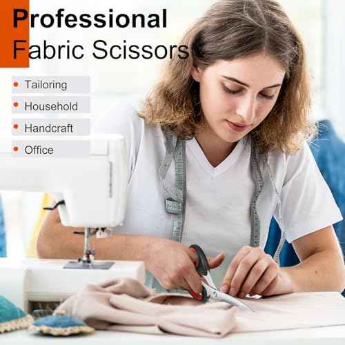 iBayam Scissors All Purpose, 9.3 Inch Scissors Heavy Duty Stainless Steel Shears for Home Household Cutting Fabric Leather, Sewing Shears, Paper Box Cutter, Package Opener, Hand Cutting Tools