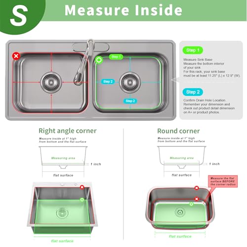 SunnyPoint Small Stainless Steel Sink Protector Rack 10.75" x 12.4" Rust-Resistant Grid